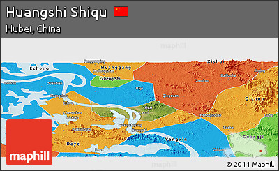 Satellite Panoramic Map of Huangshi Shiqu, political outside