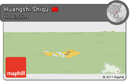 Savanna Style Panoramic Map of Huangshi Shiqu, single color outside