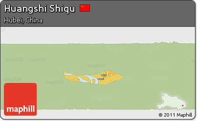 Savanna Style Panoramic Map of Huangshi Shiqu, single color outside