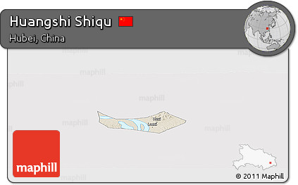 Shaded Relief Panoramic Map of Huangshi Shiqu, cropped outside