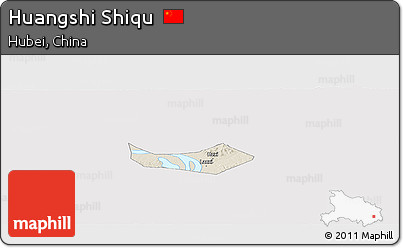 Shaded Relief Panoramic Map of Huangshi Shiqu, cropped outside