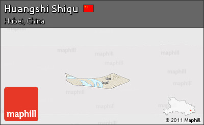 Shaded Relief Panoramic Map of Huangshi Shiqu, cropped outside