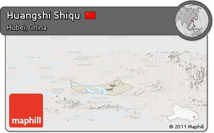 Shaded Relief Panoramic Map of Huangshi Shiqu, lighten