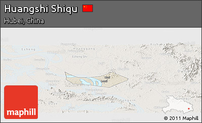 Shaded Relief Panoramic Map of Huangshi Shiqu, lighten