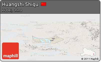 Shaded Relief Panoramic Map of Huangshi Shiqu, lighten