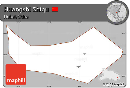 Gray Simple Map of Huangshi Shiqu, cropped outside
