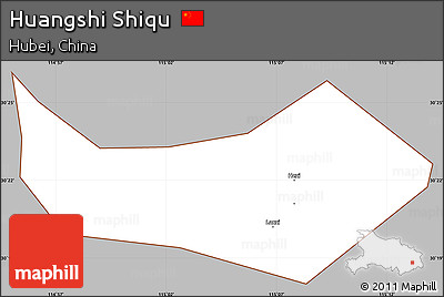 Gray Simple Map of Huangshi Shiqu, cropped outside