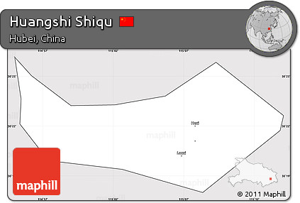 Silver Style Simple Map of Huangshi Shiqu, cropped outside