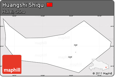 Silver Style Simple Map of Huangshi Shiqu, cropped outside
