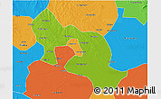 Physical 3D Map of Jiangling, political outside