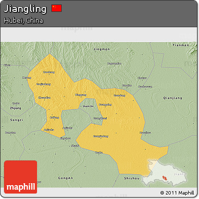 Savanna Style 3D Map of Jiangling