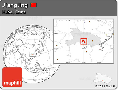 Blank Location Map of Jiangling, highlighted parent region
