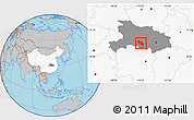 Gray Location Map of Jiangling, highlighted country, highlighted parent region