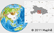 Physical Location Map of Jiangling, highlighted country, highlighted parent region