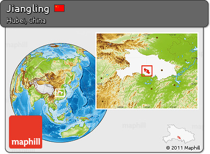 Physical Location Map of Jiangling, highlighted parent region