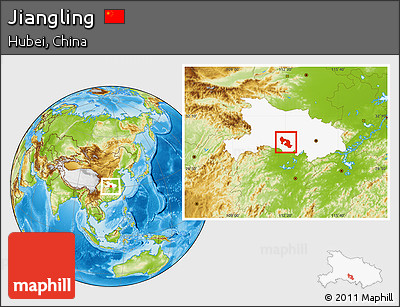 Physical Location Map of Jiangling, highlighted parent region