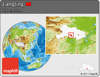 Physical Location Map of Jiangling, highlighted parent region