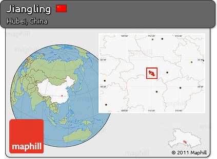 Savanna Style Location Map of Jiangling, highlighted country