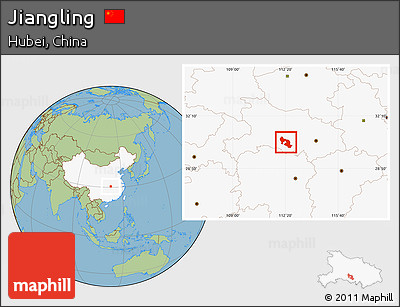 Savanna Style Location Map of Jiangling, highlighted country