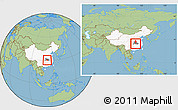 Savanna Style Location Map of Jiangling, highlighted country, highlighted parent region, within the entire country
