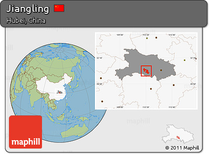 Savanna Style Location Map of Jiangling, highlighted country, highlighted parent region