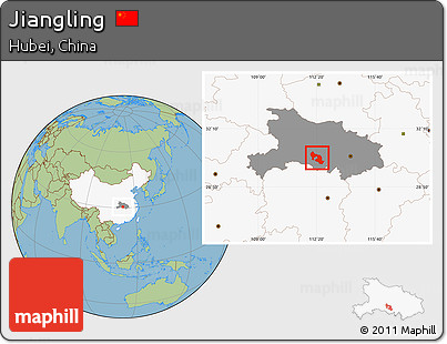 Savanna Style Location Map of Jiangling, highlighted country, highlighted parent region