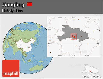 Savanna Style Location Map of Jiangling, highlighted country, highlighted parent region