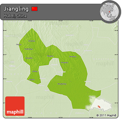 Physical Map of Jiangling, lighten