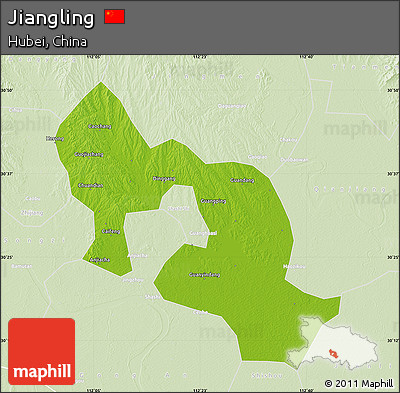 Physical Map of Jiangling, lighten