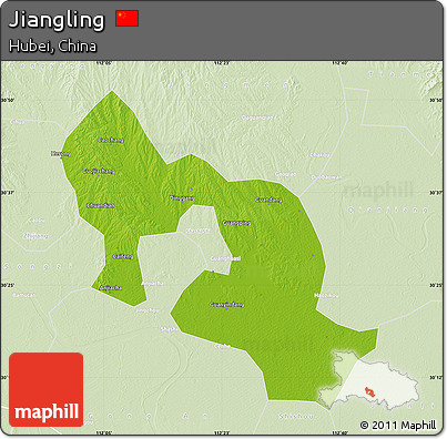 Physical Map of Jiangling, lighten