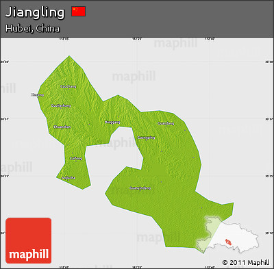 Physical Map of Jiangling, single color outside