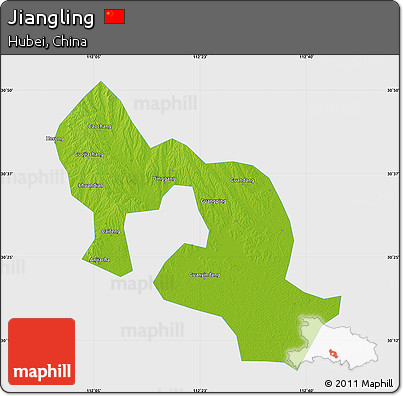 Physical Map of Jiangling, single color outside