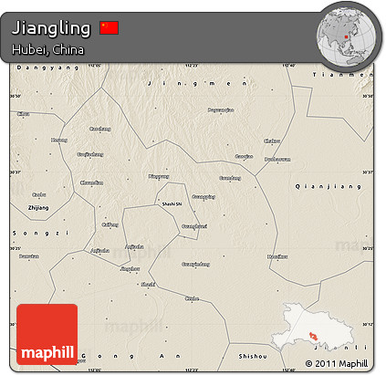 Shaded Relief Map of Jiangling