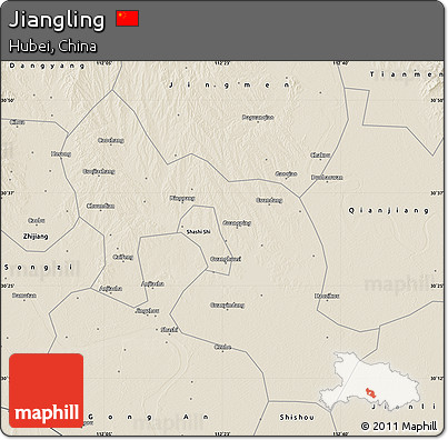 Shaded Relief Map of Jiangling