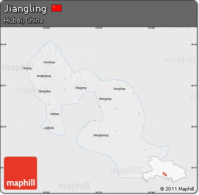 Silver Style Map of Jiangling, single color outside