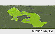 Physical Panoramic Map of Jiangling, darken, semi-desaturated