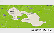 Shaded Relief Panoramic Map of Jiangling, physical outside