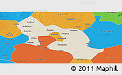 Shaded Relief Panoramic Map of Jiangling, political outside