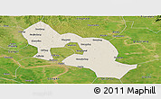 Shaded Relief Panoramic Map of Jiangling, satellite outside