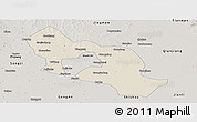 Shaded Relief Panoramic Map of Jiangling, semi-desaturated