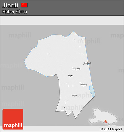 Gray 3D Map of Jianli, single color outside