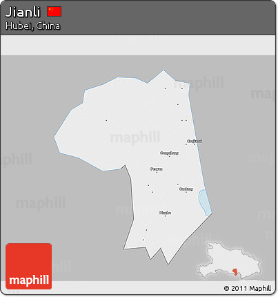 Gray 3D Map of Jianli, single color outside