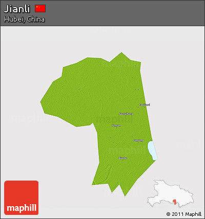 Physical 3D Map of Jianli, cropped outside