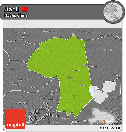 Physical 3D Map of Jianli, desaturated