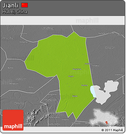 Physical 3D Map of Jianli, desaturated