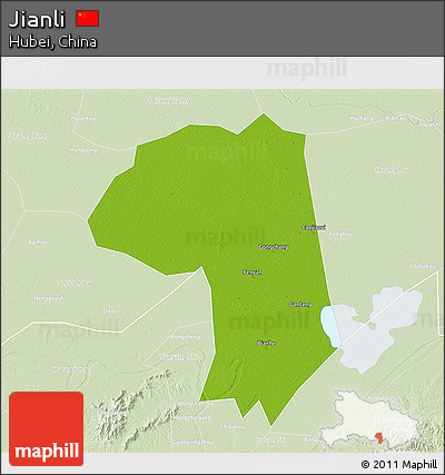 Physical 3D Map of Jianli, lighten