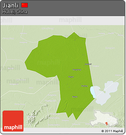 Physical 3D Map of Jianli, lighten