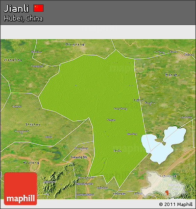 Physical 3D Map of Jianli, satellite outside