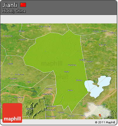 Physical 3D Map of Jianli, satellite outside