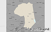 Shaded Relief 3D Map of Jianli, darken, desaturated